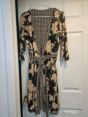 White House Black Market Black and Brown Reversable Wrap Dress